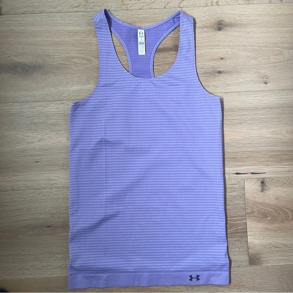 Under Armour Lilac Purple Striped Athletic Tank Top Sleeveless Shirt M *C21